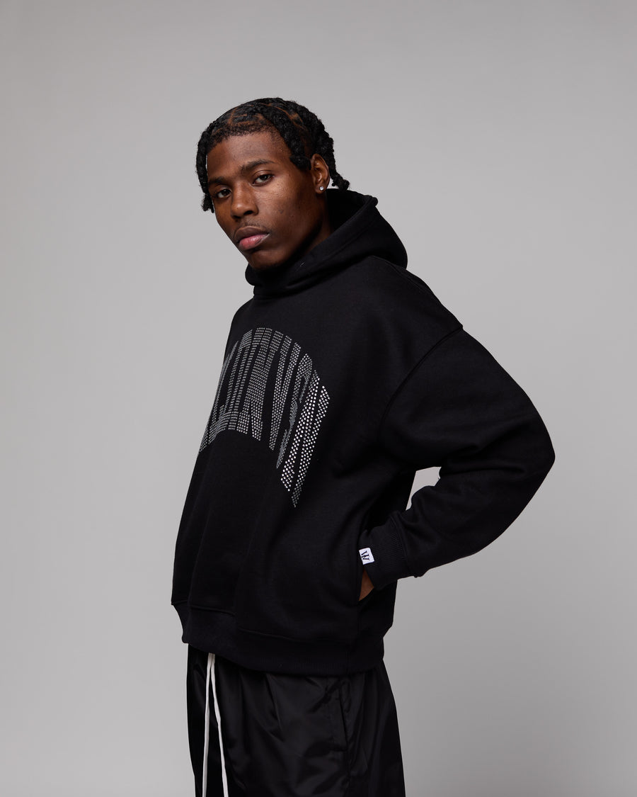 Premium “Stone” Oversized Hoodie (Black/Rhinestone) [Boxy + Heavy]