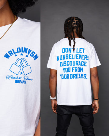 “Protect Your Dreams” Tee (White/Blue)
